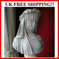 Abstract Veiled Maiden Bust Statue Vintage Retro Goddess Statue Crafts White ...