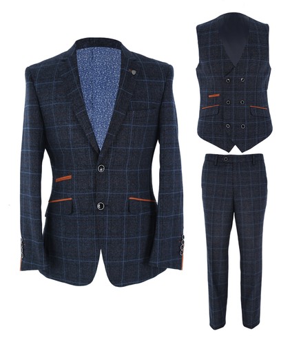 Mens tweed check suit jacket - check,