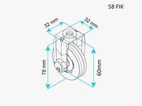 58mm pulley block with - metal,