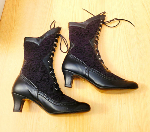 Women black leather - black,