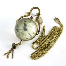 Antique Pocket Watch Copper Round Ball Bell Fob Watch Classic Open Face Pendant