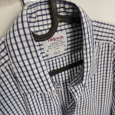 TM Lewin Mens Gingham Checked Shirt 100% Two Fold Cotton Purple / White Slim Fit