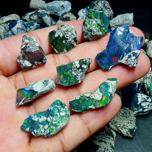 Raw black smoked opal rough - smoked,