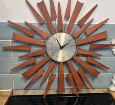 Stunning Sputnik midcentury-style Teak wall clock  Marks & Spencer Vintage 