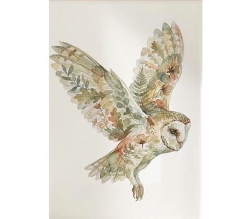 Large size botanical owl - size,