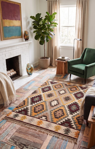 Natural rug geometric brown - geometric,