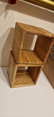 Solid oak cube wall shelf - solid,