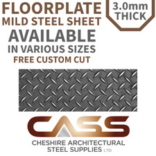 3.0mm MILD STEEL FLOOR CHEQUER PLATE - VARIOUS SIZES AVAILABLE - FREE CUSTOM CUT