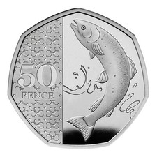 2024 ATLANTIC SALMON 50p BU Coin RARE NO PRIVY MARK ROYAL MINT
