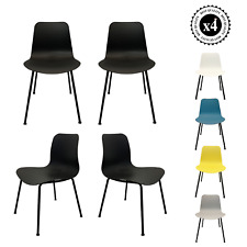 Set of 4 Dining Chairs Retro Tulip Kitchen Chairs Metal Leg Plastic Chair Office