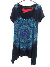 Ladies Desigual Multicoloured dipped hem  Dress with beads  Size L