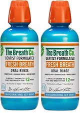 2 x The Breath Co Alcohol-Free Mouthwash 12 Hrs Fresh Breath Icy Mint (500ml x2)