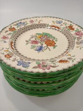 Copeland Spode side plates x12 Chinese Rose 16cm white + green blue vintage