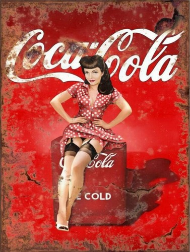Coca pin girl signs - coca, up