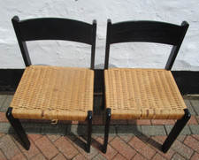 2 Habitat Chairs Narchie Faeroe 1970 Beech Paper Cord Denmark Restoration