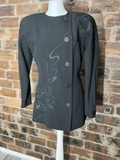 SUZELLE VINTAGE(80S) BLACK TAILORED JACKET PADDED SHOULDER FITS UK SIZE 8 APPROX
