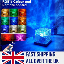 CUBE NORTHERN LIGHTS WATER WAVE NIGHT LIGHT WITH REMOTE LED ATMOSPHERE LAMP UK