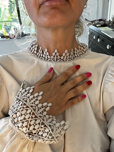Lace trim blouse victorian - lace,