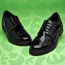 Hush Puppies Girls Shoes Black Kids School Brogues Leather Lace Up Darcy SIZE
