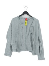 Miss By Captain Tortue Women's Jacket UK 14 Blue Cotton with Linen Bomber Jacket