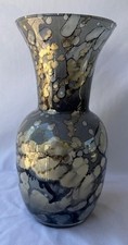 Genuine Italian Art Glass Vase Franco Italy Blue Gold Color Style Argo No 639
