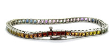 Sterling Silver Multicolour Ombre Sapphire Tennis Bracelet  7.5” 15.2 grams