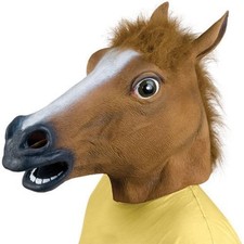 HORSE HEAD MASK RUBBER PANTO FANCY DRESS PARTY COSPLAY HALLOWEEN ADULT COSTUME