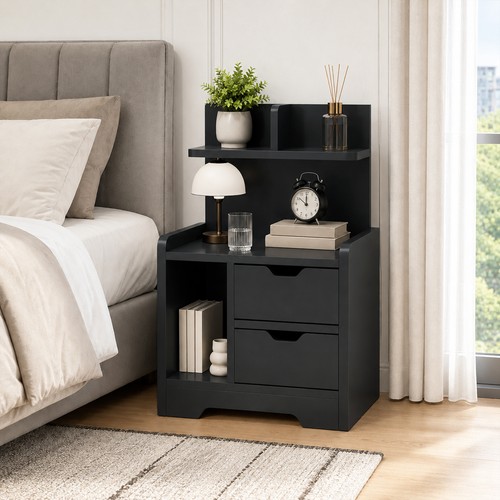 Bedside table with drawers - table,