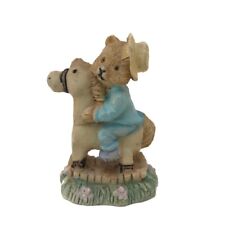 miniature teddy bear rocking horse statue. animal decor garden ornament cute