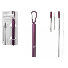 Reusable Drinking Metal Straw Berry Stainless Steel Telescopic With Case Brush