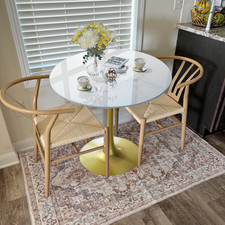 Anti-scratch Upscale Real Stone Round Dining Table for Small Condo Restaurant UK