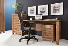 Modern Wide Desk Home Office Study Furniture Large Medium Oak Effect 160cm Gent