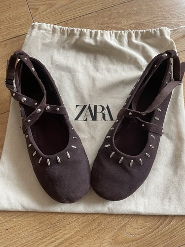 Zara burgundy studded ballet - zara,