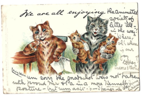 Printed louis wain cat - printed,