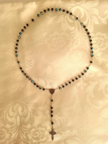 Vintage glass catholic rosary - glass,