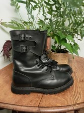 Black Leather French Army Ranger Buckle Boots - Mens Combat Military Mil Tec 11