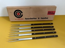 Le CREUSET 5 Fondue Forks Boxed Vintage France Raymond LOEWY