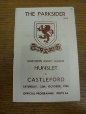 26/10/1968 Rugby League Programme: Hunslet v Castleford  (number on front). FREE
