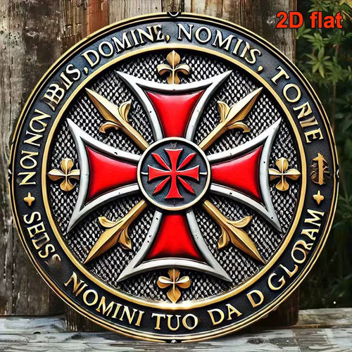 Knights templar round metal - knights,