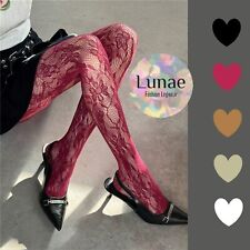 fishnet tights floral DAISY LACE pattern mesh mod 8/10/12/14 cottage retro rave