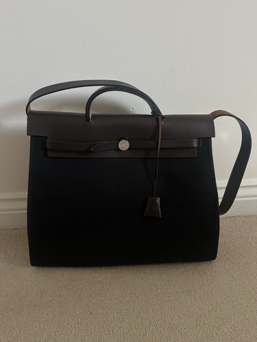 Hermès herbag black canvas - 39,