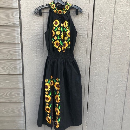 Black embroidered halter - embroidered,