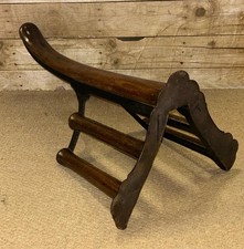 Very Rare Antique Cast Iron & Oak Wall Mounted Side Saddle Rack Musgrave Belfast