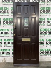 1930s WOODEN FRONT DOOR WOOD RECLAIMED ANTIQUE EXTERIOR EXTERNAL HARDWOOD BROWN