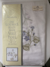 TAB TOP LUXURY VOILE PANEL BLUEBELL WHITE - EMBROIDERED - WIDTH 59" x DROP 54"
