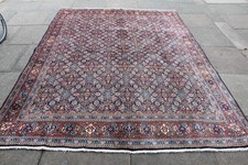 Vintage Hand Made Traditional Oriental Wool Blue Red Large Carpet 277x204cm