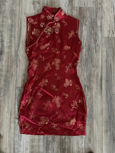 Oriental red dress mandarin - red,