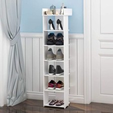 7 Tier Tall Wooden Shoe Rack Storage Shelf Unit Cabinet Organiser Footwear Stand