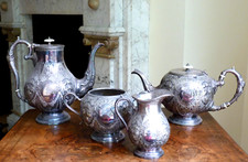 Silver plate set teapot coffee