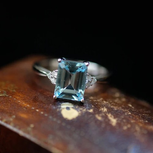 Natural aquamarine ring - natural,